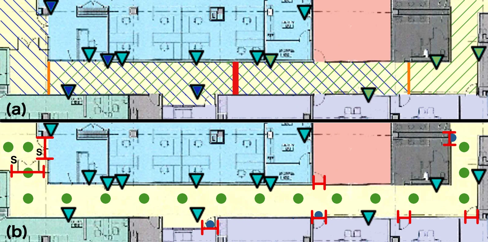 Annotated maps of a section of our testbed.